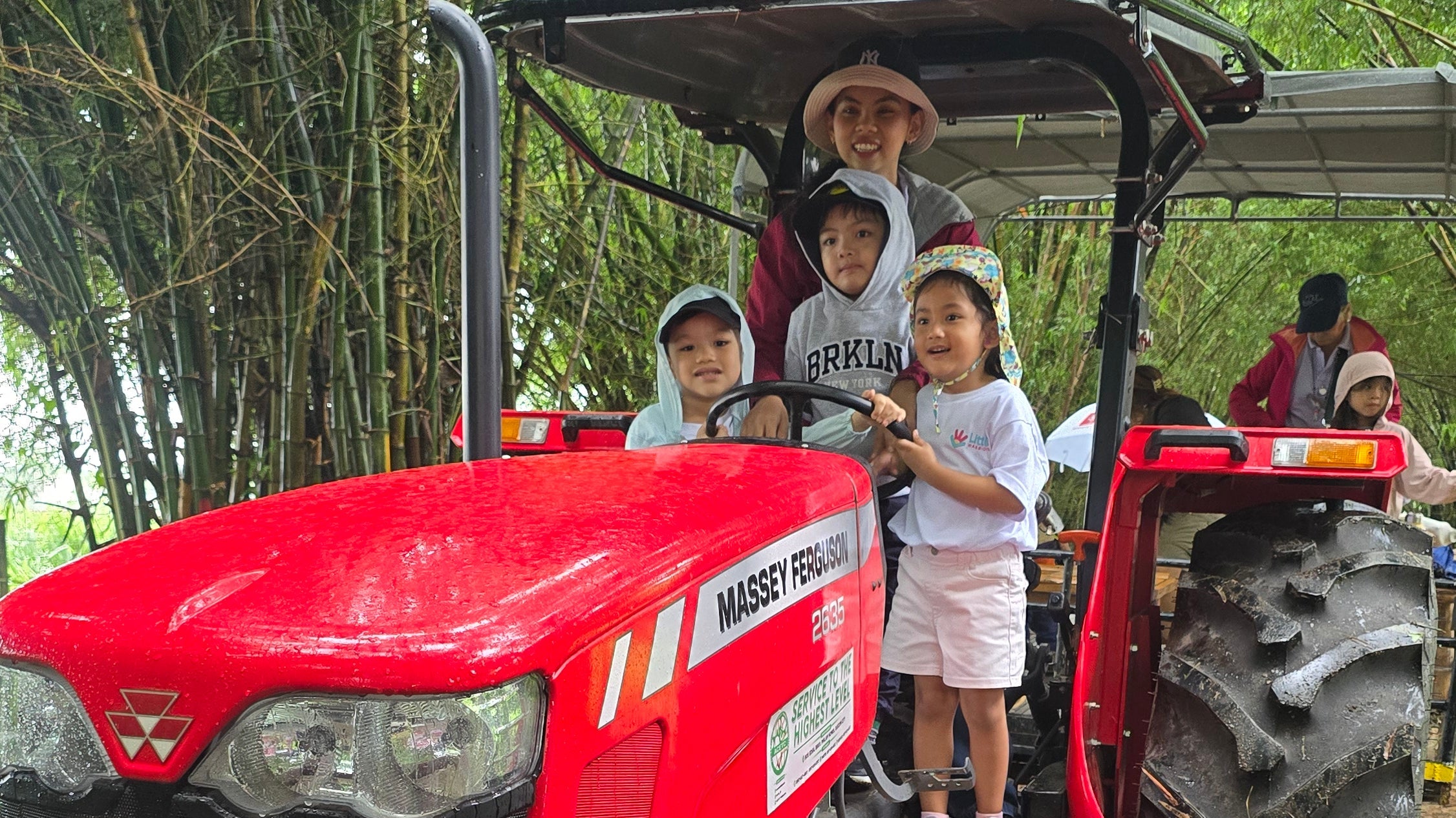 Little Warriors Preschool students go on a field trip at Kilyawan Farm Resort in Batangas. The children rode a tractor.
